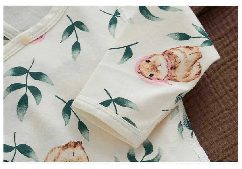 Unisex Baby Long Sleeve Snap Button Cotton Bodysuit with Belly Protection for Early Spring/Summer