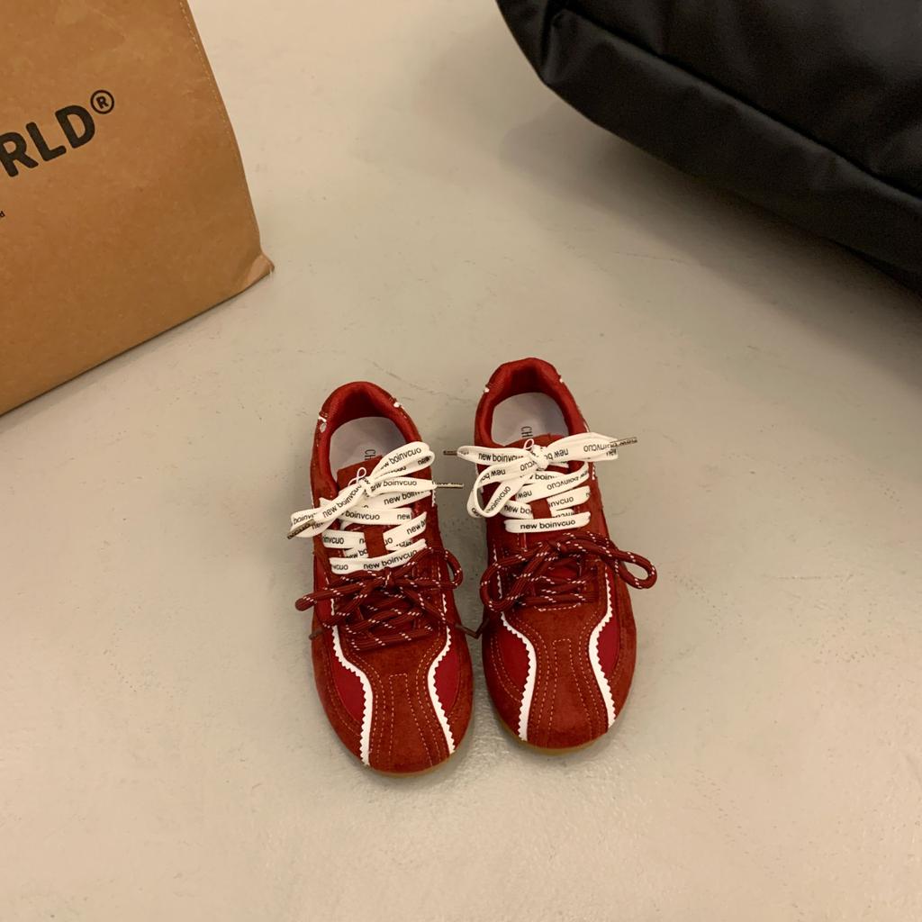 Färgmatchande snörskor med dold platå för moralträning sport- och fritidsskor brädskor dam hösten 2025 nya halkfria sulor Forre