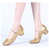 Size 34-42 Ladies' PU Modern Dance Shoes Gold Close Toe Beginner Latin Low Heeled Mary Jane Shoes