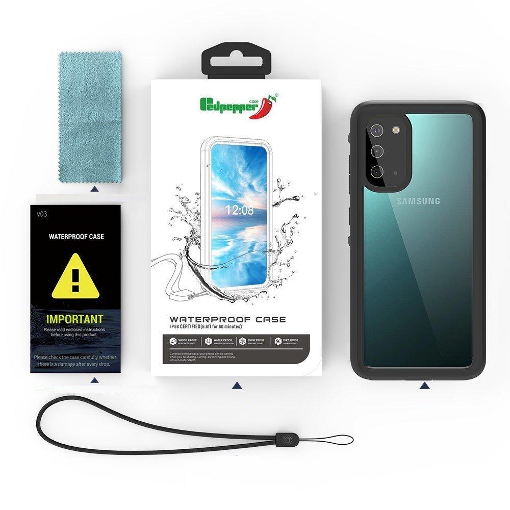 IP68 Waterproof Case for Samsung Galaxy S20, Redpepper, Black