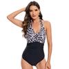 Swimsuit women's new professional sexy one-piece swimsuit multi-color printed cross-cutting belly and thin backless swimsuit