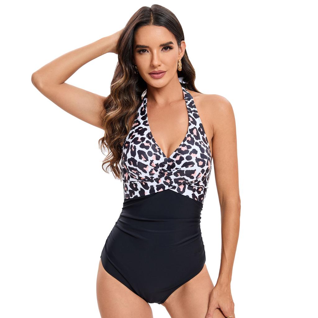 Swimsuit women's new professional sexy one-piece swimsuit multi-color printed cross-cutting belly and thin backless swimsuit