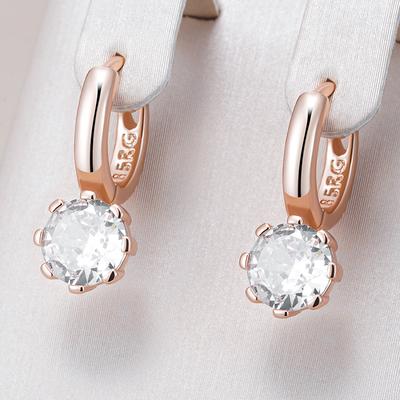 Rose Gold Color Bride Wedding Drop Earrings Fashion Natural Zircon Accessories High Quality Women Daily Jewelry