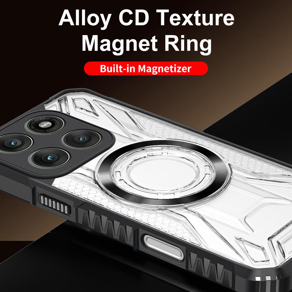 KEYSION Transparent Magnetic Case for Motorola Edge 50 Pro 5G Soft Silicone+PC Shockproof Phone Back Cover for for Edge 50 Pro