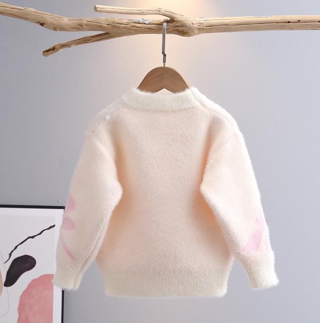 Autumn Winter Children's Sweater Pullover Round Neck Knitwear Mink Down Children's Western Cartoon Long Sleeve Sweaters