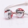 New 100% Original 925 Sterling Silver Beads Santa Claus and Red Enamel Genuine Charm Suitable for Fashion Style Charm Bracelets