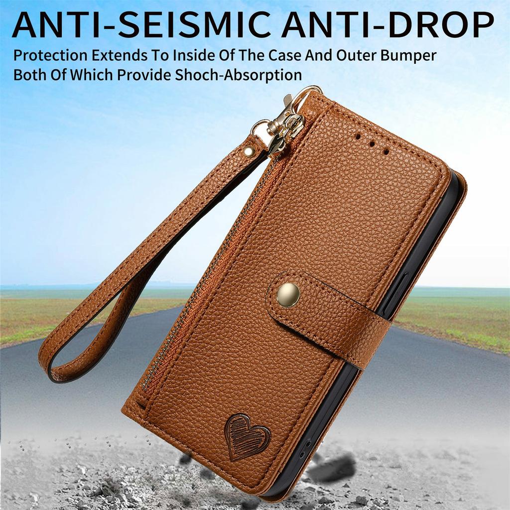 For Xiaomi 15T Pro Case RFID Blocking Zipper Pocket Leather Wallet Phone Cover with Strap