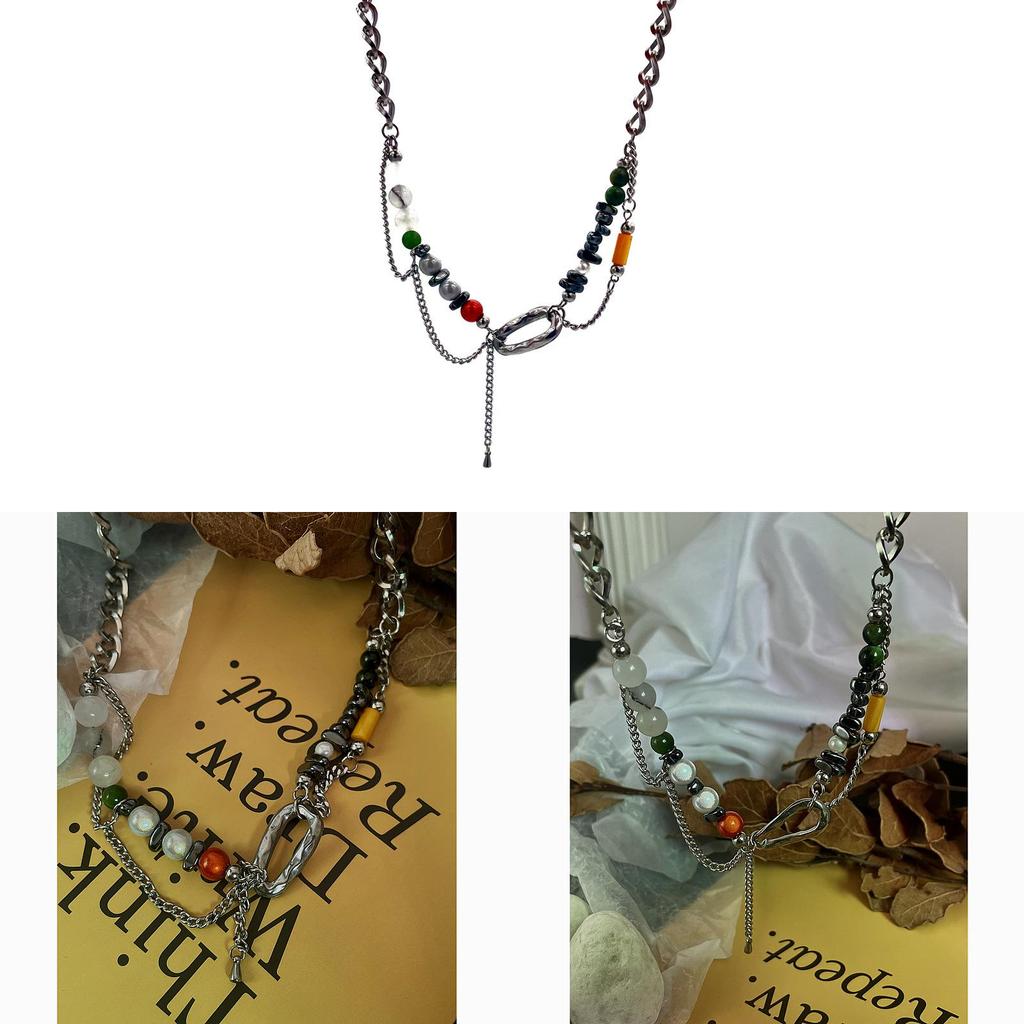 Geometric Pearl Drop Necklace With Stainless Steel Chain For Women And Men