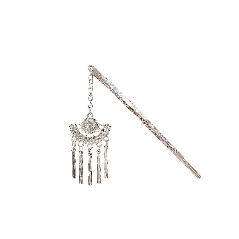 Miao Geometric Hollowed Out Step Shaking Tassel Hairpin Vintage Peacock Tassel Ancient Wind Cheongsam Cheongsam Hanbok Hair Ornaments