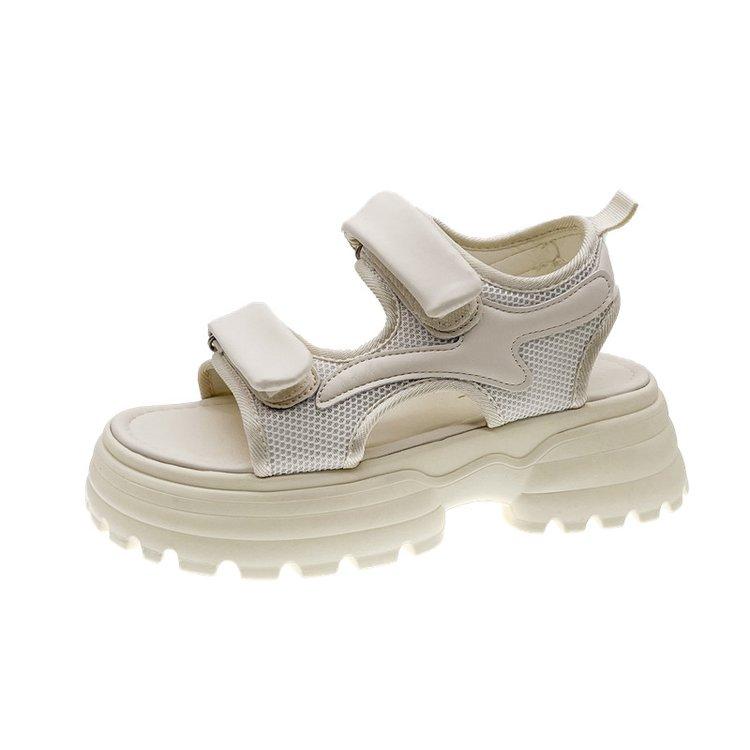 

Fashion 2024 Summer Women Sandals Casual Shoes Thick-Soled Hook-loop Sandalias Open Toe Beach Shoes for Women New Zapatos Mujer J687 40 бежевый