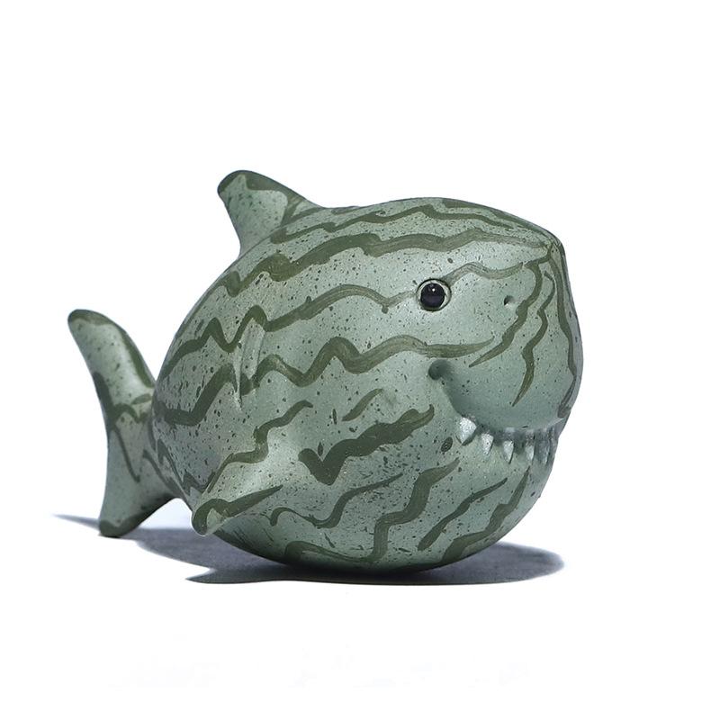 Purple Sand Shark Pet Handmade Tea Play Figurine Toys Watermelon Tea Figurine Tea Statue Ceremony Set Decoration