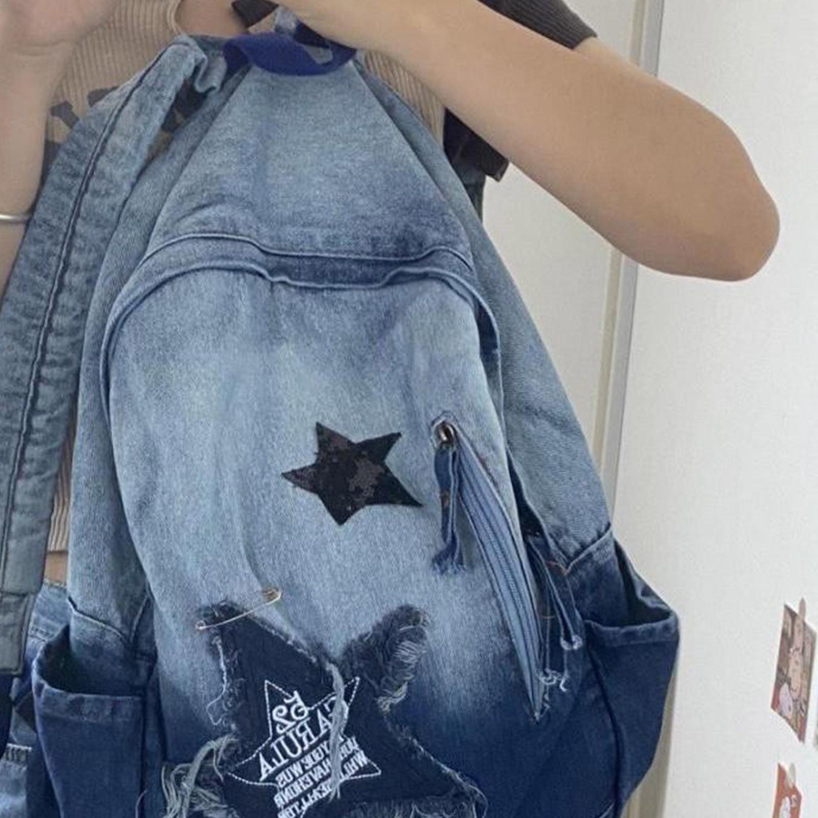 

Модный градиентный джинсовый рюкзак One Size синий