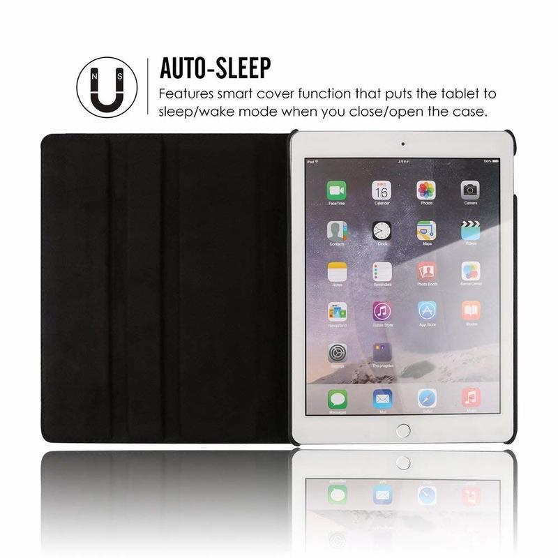 Pouzdro pro iPad Air1 Air 2 (5. 6. gen)2017 2018 9,7palcový PU kožený kryt stojanu otočný o 360 stupňů pro iPad 2 3 4 IPad Pro 9.7