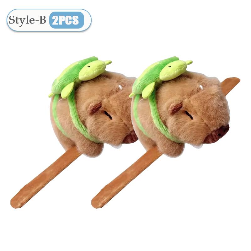 Lovely Capybara Animal Slap Snap Wrap Wristband Bracelet Plush Stuffed Animal Kawaii Kapibara Hand Ring Wristband Kid Funny Toys
