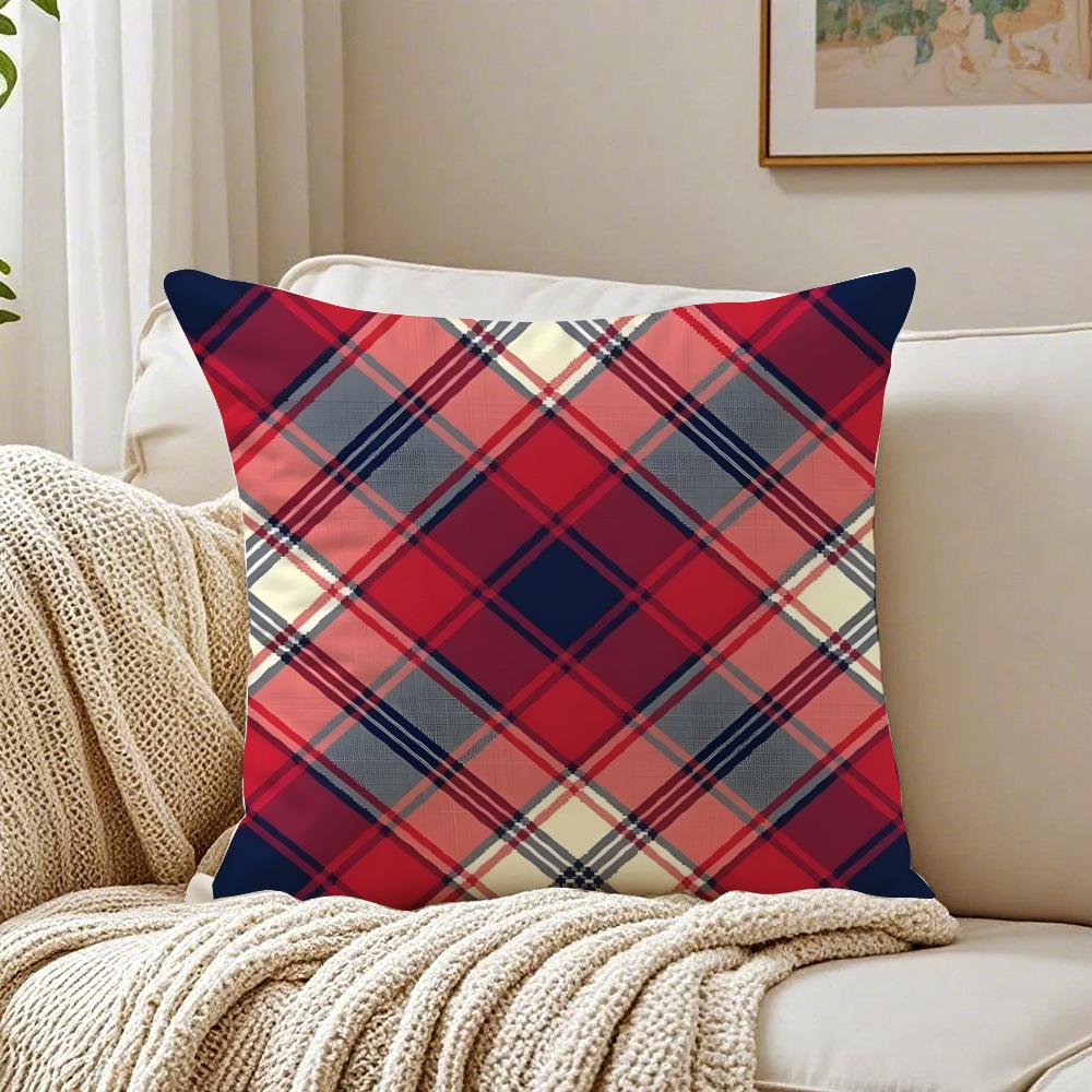 Classic Simple Pattern Art Plaid texture Cushion Cover Linen Pillowcase Soft  for Sofa Bed Home Room Decor