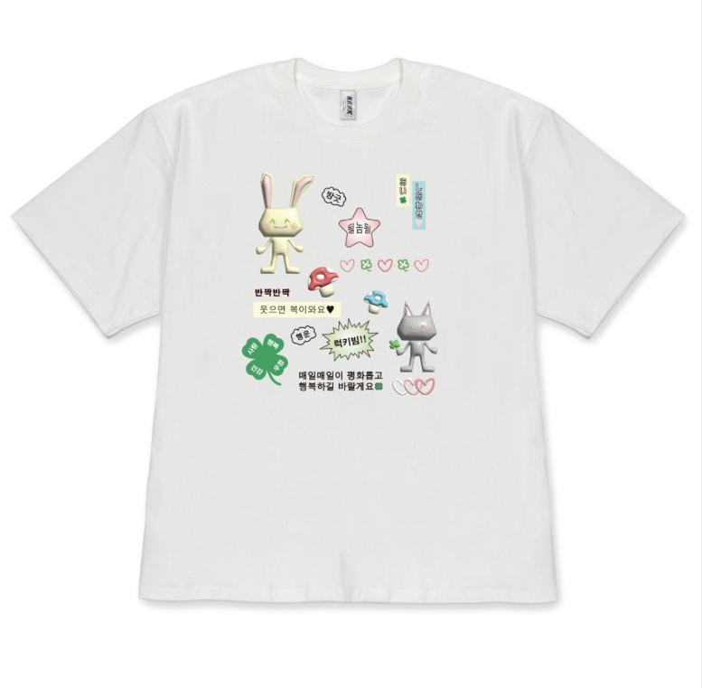 

Cute Bunny Cat Graphic TShirt for Unisex Women Casual Short Sleeve Aesthetic Y2K Tee Shirt Korean Style Versatile Tops for Women S