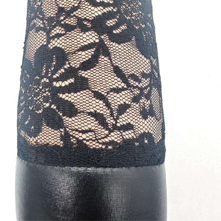 Damen Stretch Kunstleder Spitze Ellbogenlange Handschuhe Vollfingerhandschuhe Opernhandschuhe Partyhandschuhe Brauthandschuhe für Halloween