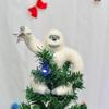 Christmas Tree Topper Abominable Snow Monster Handmade Abominable Chimpanzees Hugger with Star Plush Xmas Tree Ornament Christmas Ornament