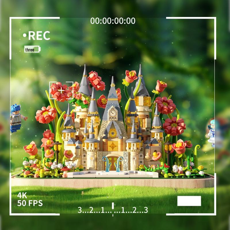 Fermi S2238 Huaylin Castle Preserved Flower Model - Handmade Building Blocks for Kids - Valentine's Day Gift