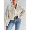 Autumn and Winter Loose Long Sleeve Casual Women Short Coats Buttons Simple Elegant Fashion Office Jacket Lapel Ladies Solid Color Clothing