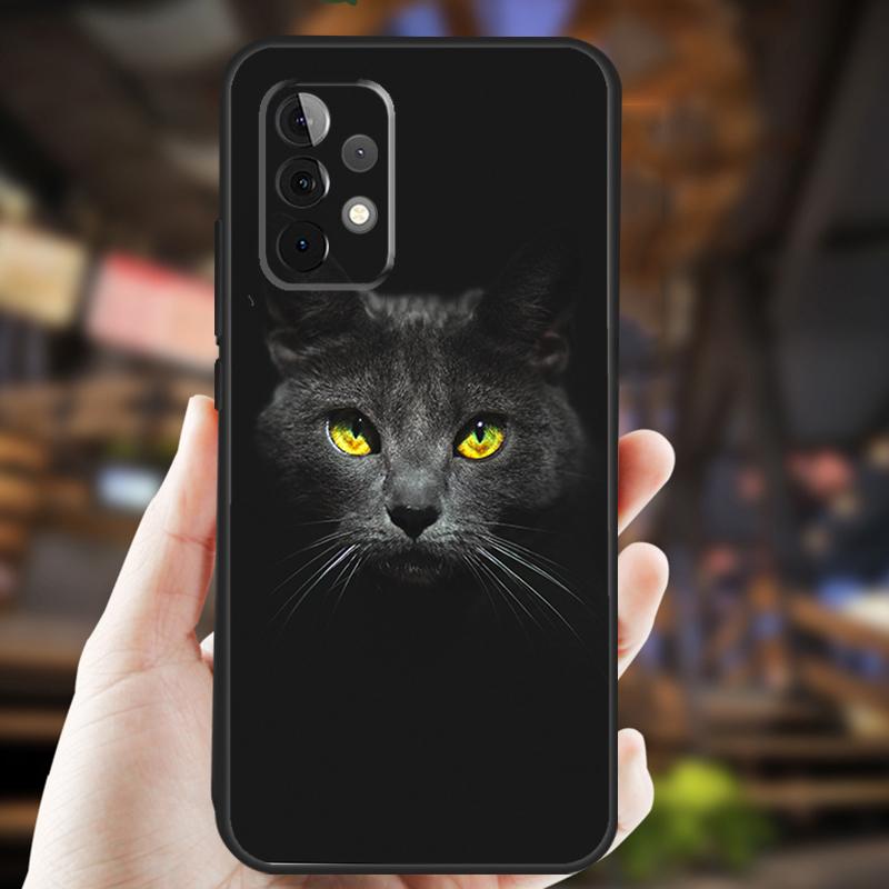 Black Cat Staring Eye Case For Samsung Galaxy A05 A06 A22 A53 A33 A26 A16 A56 A36 A32 A52 A54 A34 A14 A55 A15 A35