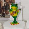 Yousheng Frog Musician Statue Hand-Engraved Frog Ornament with UV Coating Mini Resin Figurine Playing Musical Instrument Garden Decor