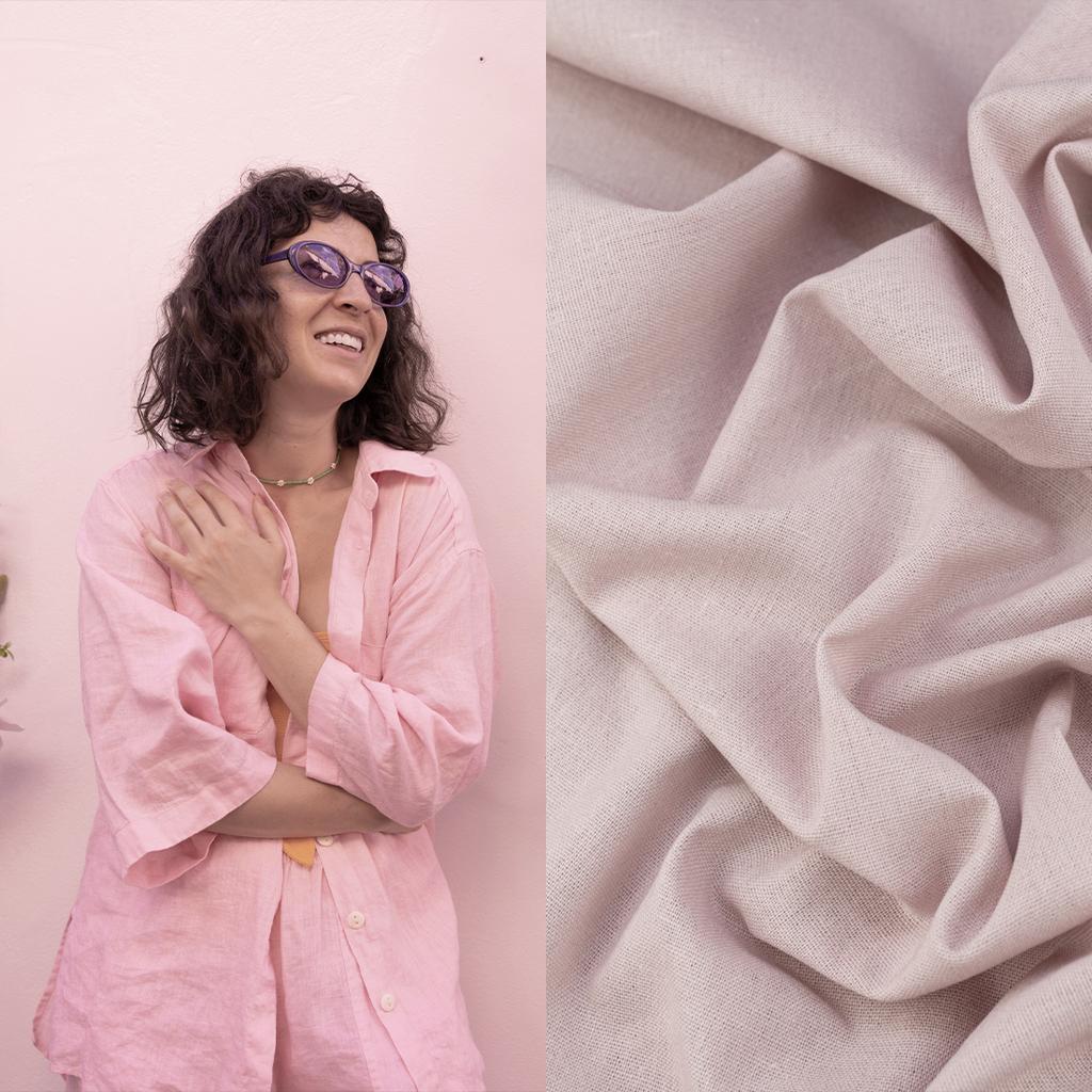 Linen fabric dirty pink