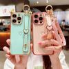 Electroplated Love Heart for IPhone16 Promax Wristband Holder for Apple 15 Simple Protective Case with Lanyard