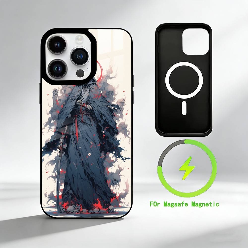 

D-Death and skeleton Phone Case For iPhone 17 16 15 14 13 12 Pro Max Plus for Mirror Wireless Magnetic Cover iPhone15PRO