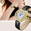New Fashionable Casual Retro Style Inlaid Diamond Round Women's Quartz Watch Waterproof Retro Leather Watches