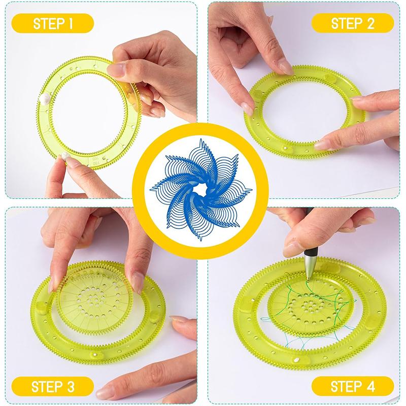 4pcs Spirograph Ruler Children Drawing Toys Multifunctional Magic Set Ruler Versatile Gauge Curve Gear Painting Ruler TMZ