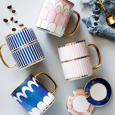 British European Ceramic Couple Water Cup Afternoon Tea Light Luxury Cup Coffee Cup Belt