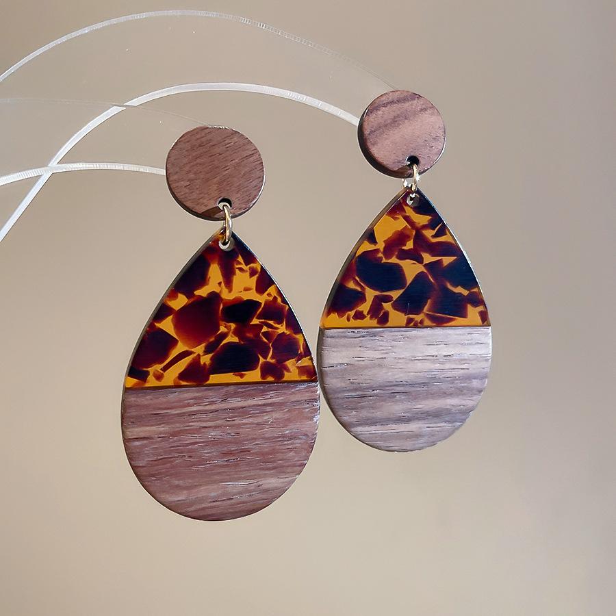 European and American retro fabric flower fringed leopard print earrings earrings personalized temperament earrings women