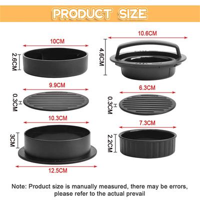 3 in1Hamburger Meat Press Maker Round Shape Non-Stick Stuffed Burger Patties Beef Grill Pie Press Mould Maker Kitchen