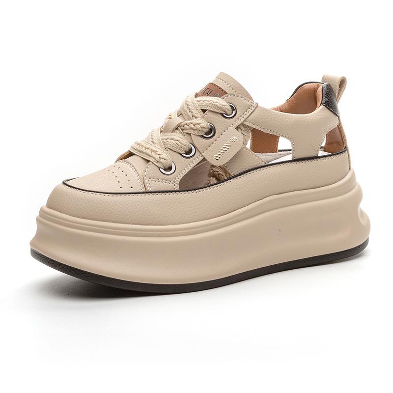 Leather women s shoes summer new muffin platform sports casual shoes 34