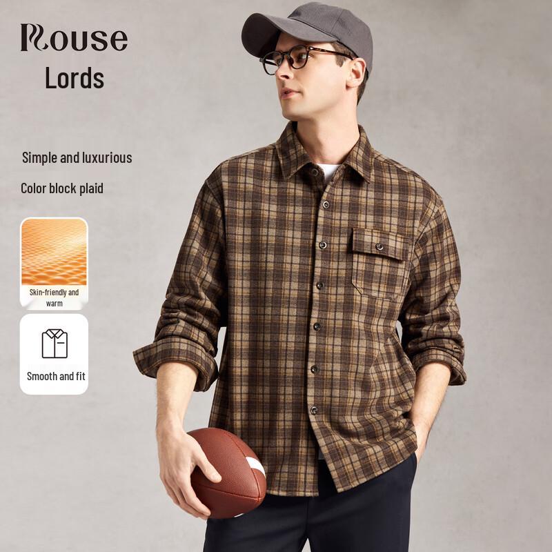 

ROUZE Men s Plaid Easy-Care Long-Sleeve Shirt XXXL/56
