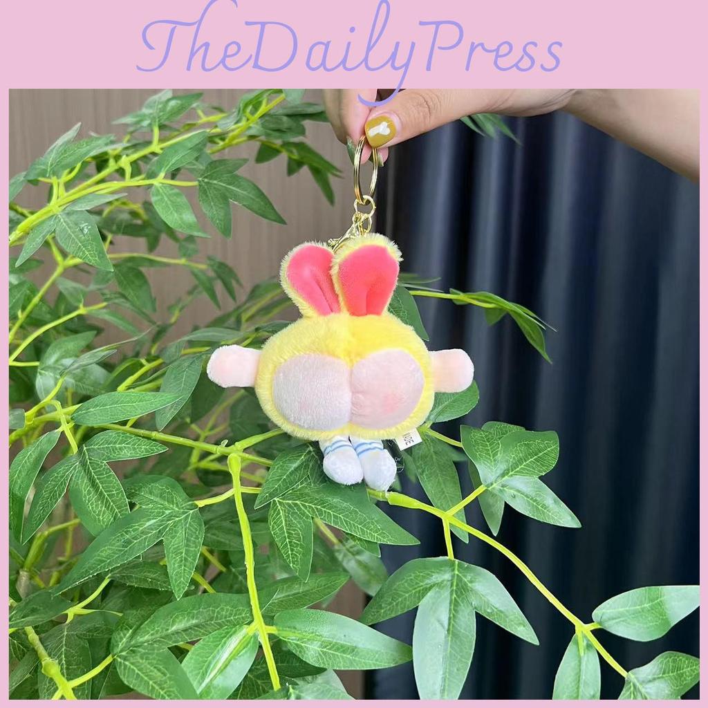 Bunny Fluffy Peach Ear Plush Keychain Cute Dog Design Fun Accessory For Purses