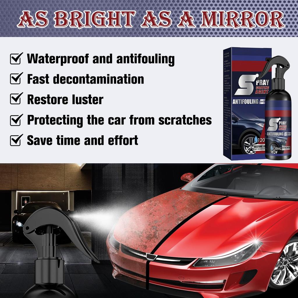 2Pcs Multi-Functional Coating Renewal Agent, 3 In 1 Ceramic Car Coating Spray, High Protection Quick Car Coating Spray, Plastic Parts Refurbish