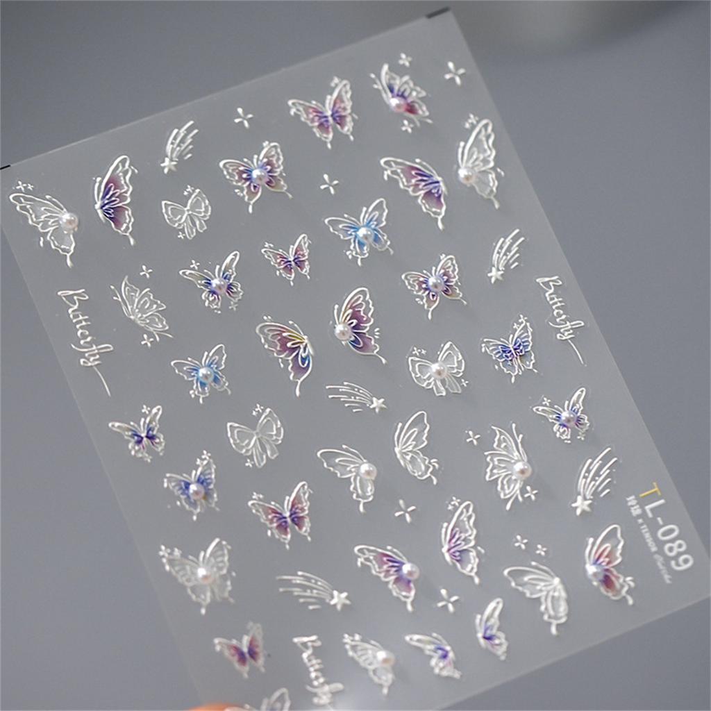 1pcs 5D Exquisite Purple Wisteria Flower Nail Art Stickers Flower Bow Nail Decoration Slider Decal Adhesive Transfer Part