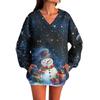 Women's Casual And Fashionable Christmas Print Long-Sleeved Top