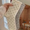 Classic Polka Dot Women's Ruffle Socks: Breathable, Sweat-Absorbent Mid-Calf Socks for Spring & Summer
