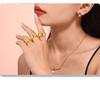 Exquisite Temperament Kaleidoscope Ring & Flower Bracelet Set in 18K Gold-Plated Titanium Steel