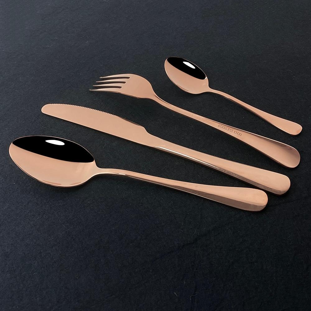 4Pcs Mirror Dinnerware Set Stainless Steel Flatware Cutlery Rainbow Set Kitchen Dinner Spoon Silverware Kitchen Tableware Set