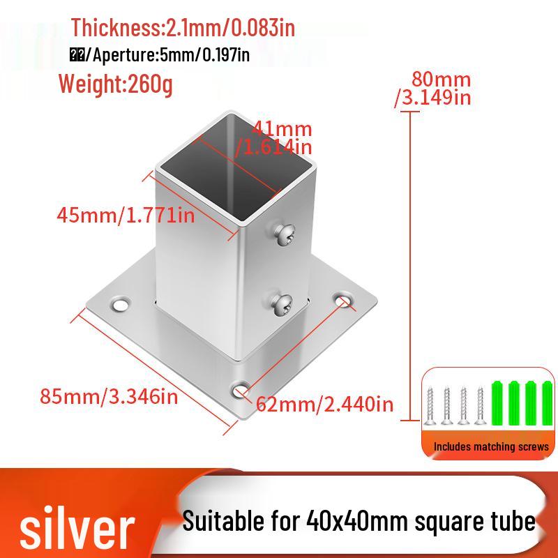 Stainless Steel Four-Way Tee Connector for Square Tubes - Weld-Free Fastener