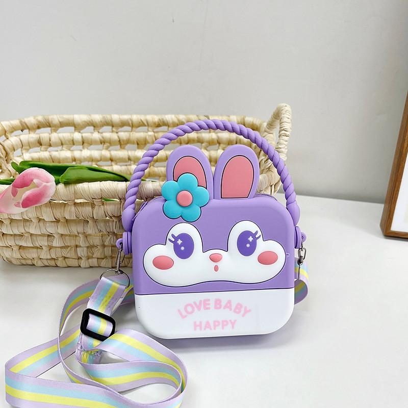 Entzückender Regenbogen-Cartoon-Silikon-Kinderrucksack mit 3D-Kaninchenlächeln und stilvollem Design