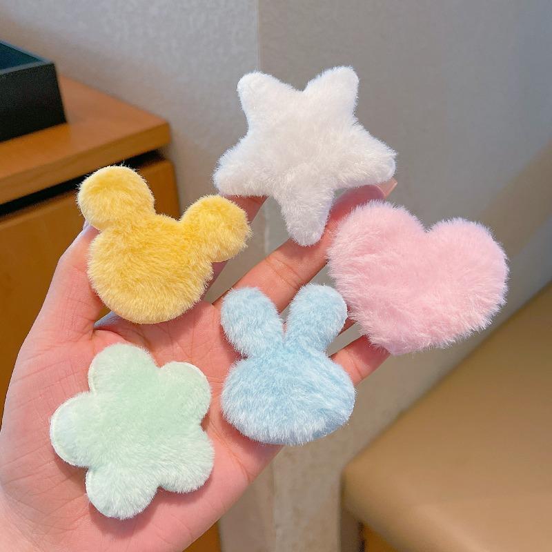 5Pcs Kawaii Star Hair Clip Plush Side Barrettes Fashion for Girls Daily School Party Wear Sweet Accessory Gift Set