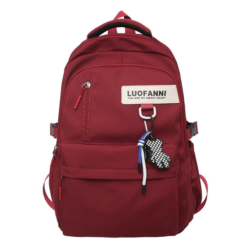 Letter Lightweight Nylon Student Backpack With Zipper Closure For High School And College Daily Use