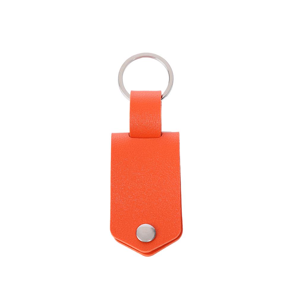 Vintage Leather Keychain with Stainless Steel Pendant