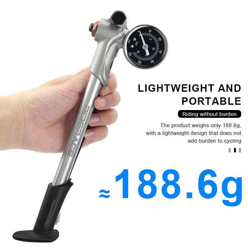 RIDERACE Pompa ad Aria per Ammortizzatori da Bicicletta 300psi Con Manometro Gonfiatore Portatile ad Alta Pressione per Pneumatici Pompa per Forcella e Sospensione Posteriore da Bicicletta