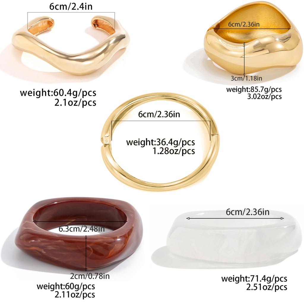 Salircon Klobige Punk Überzogene Dicke Harz Acryl Armreifen für Frauen Männer Geometrische Unregelmäßige Metall Armreif Armbänder Schmuck